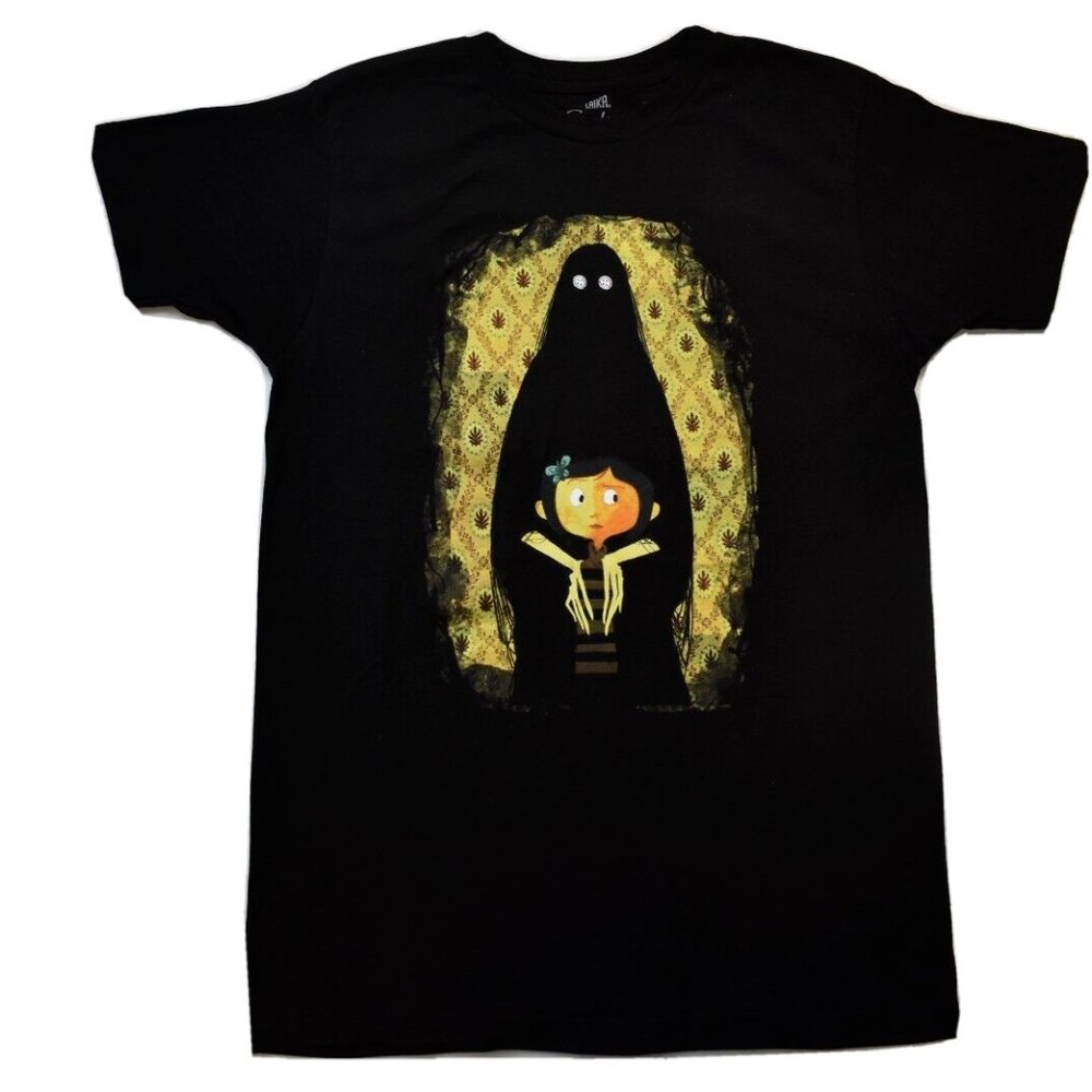 Coraline Womens Creeping Shadow Behind Coraline Black Shirt New - Picture 2 of 5